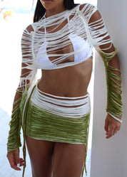 SOLANGE - Cream / Green Two Piece