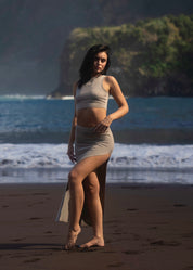 ALICE - Grey Midaxi Skirt & Crop Top