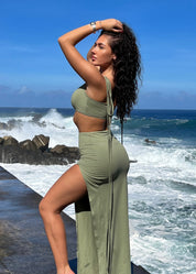 GIOIA - Khaki Bodycon Dress Two Piece