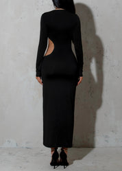 REA - Black Cut Out Maxi Dress