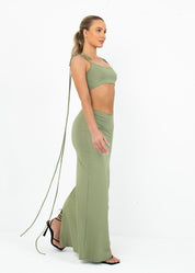 GIOIA - Khaki Bodycon Dress Two Piece