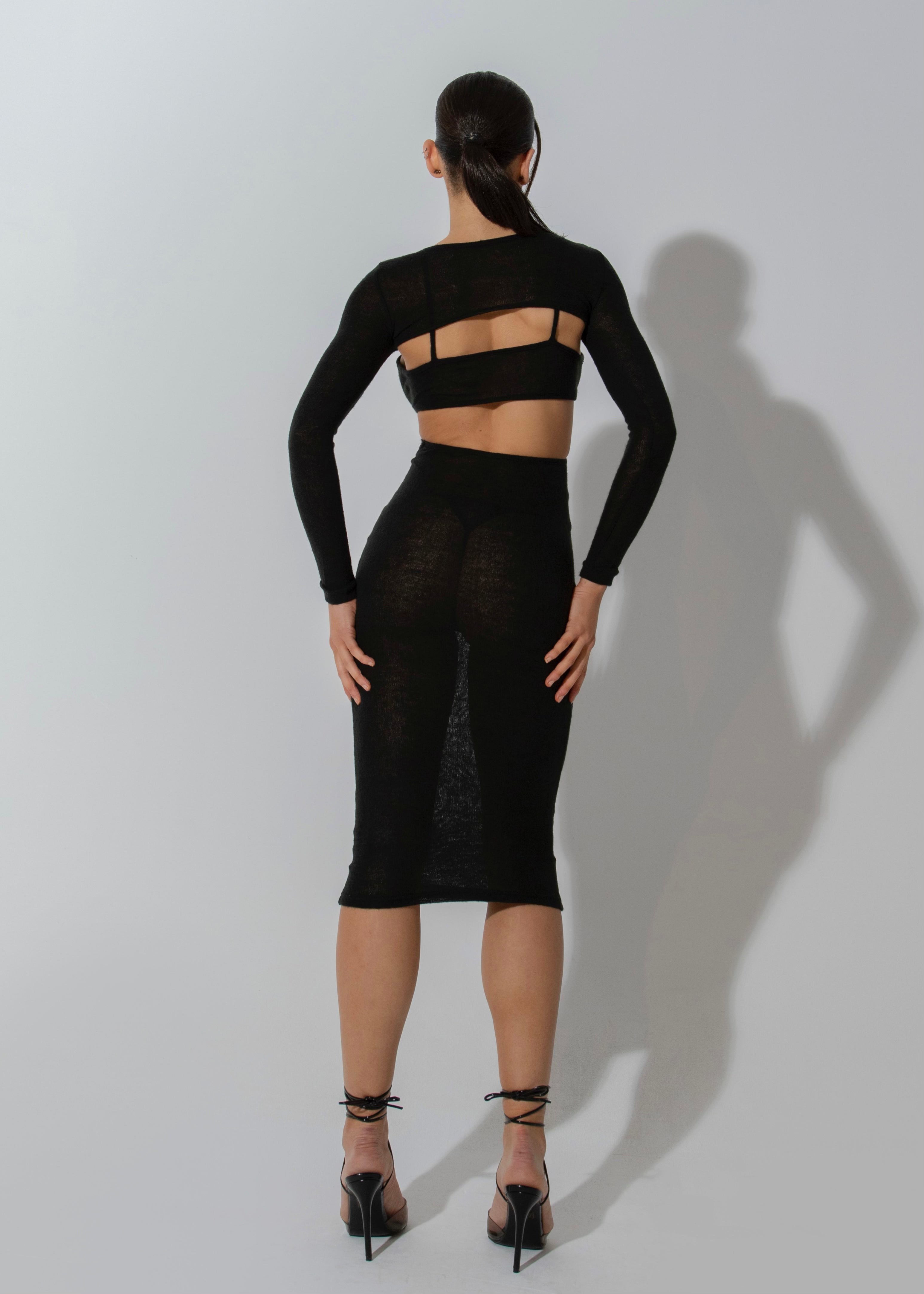 OCTAVIA - Black Knit Midi Dress