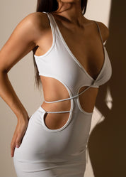 ARIANA - White Strappy Bodycon Dress - SALE