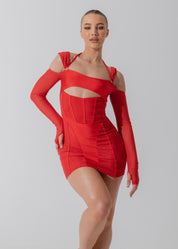 AILSA - Red Mesh Mini Dress