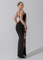 SHEA - Black Midi Dress Lace Up