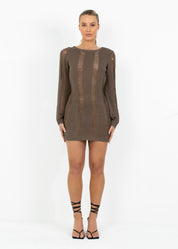 AIDA - Brown Bodycon Mini Dress - SALE