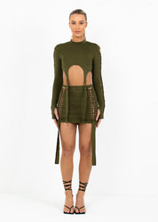 CAMI - Khaki Cut Out Two Piece