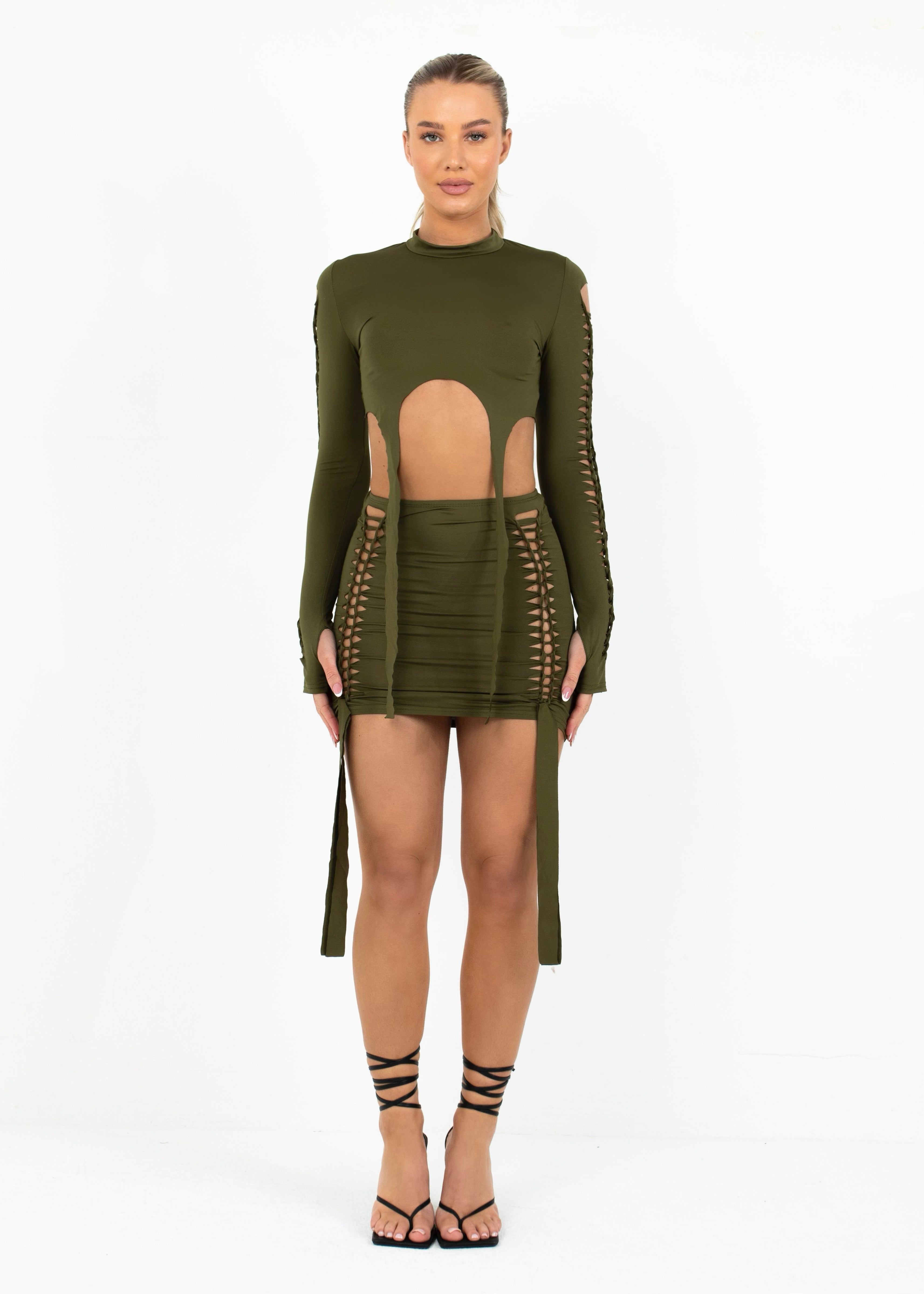 CAMI - Khaki Cut Out Two Piece