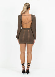 AIDA - Brown Bodycon Mini Dress - SALE