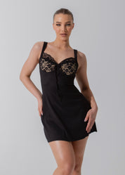ESTHER - Black Floaty Mini Dress