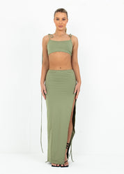 GIOIA - Khaki Bodycon Dress Two Piece