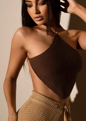 SAVAN - Brown Crochet Crop Top