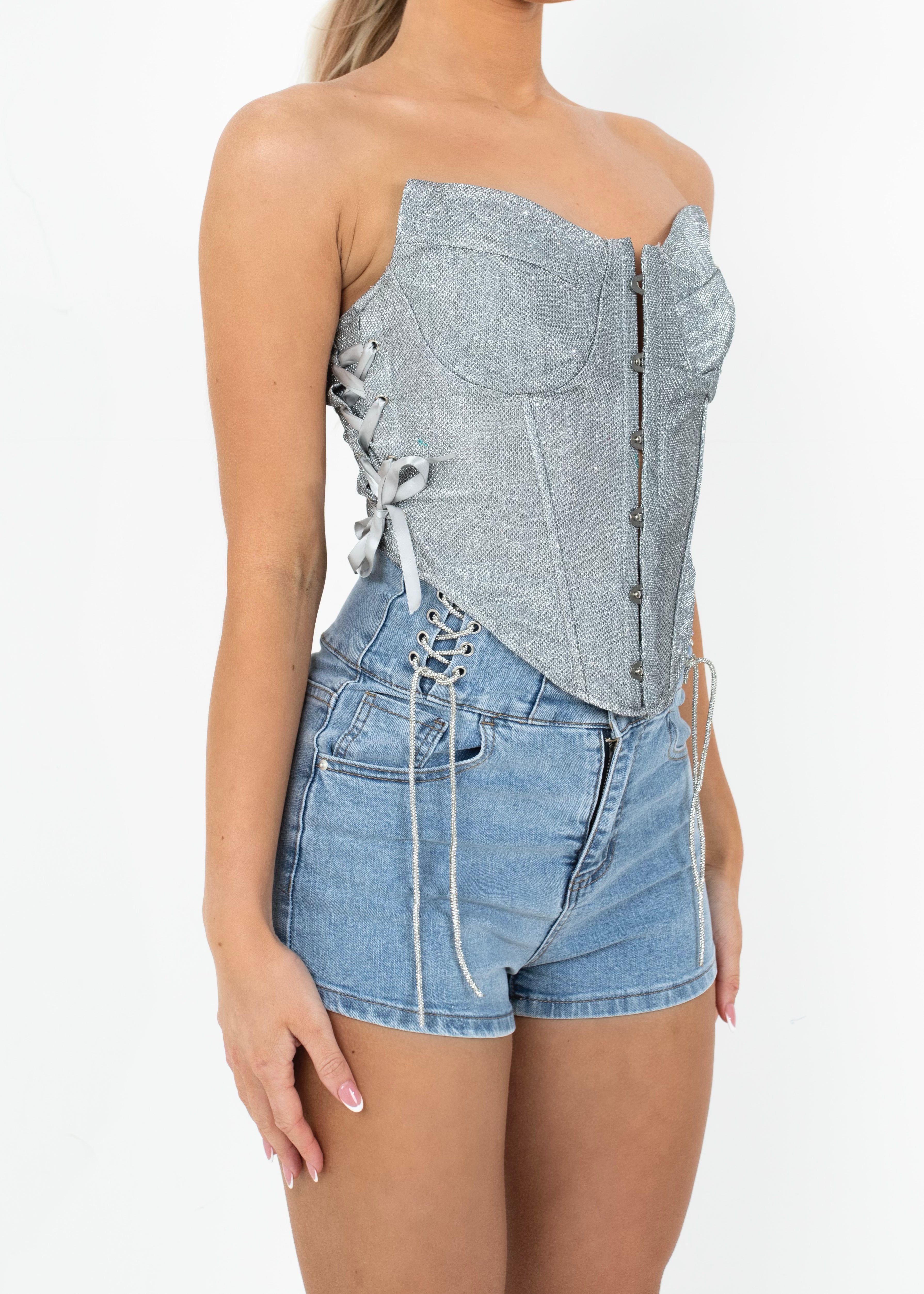 LILI - Silver Glitter Corset