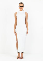 SOPHIA - White High Neck Maxi Dress