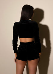 AMARA - Cropped Black Tracksuit Shorts