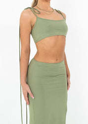 GIOIA - Khaki Bodycon Dress Two Piece