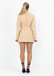 TANA - Nude Tie Waist Blazer Dress