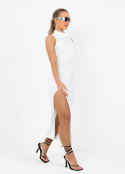 SOPHIA - White High Neck Maxi Dress