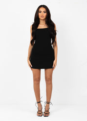 NISHA - Black Strap Mini Dress