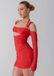 AILSA - Red Mesh Mini Dress