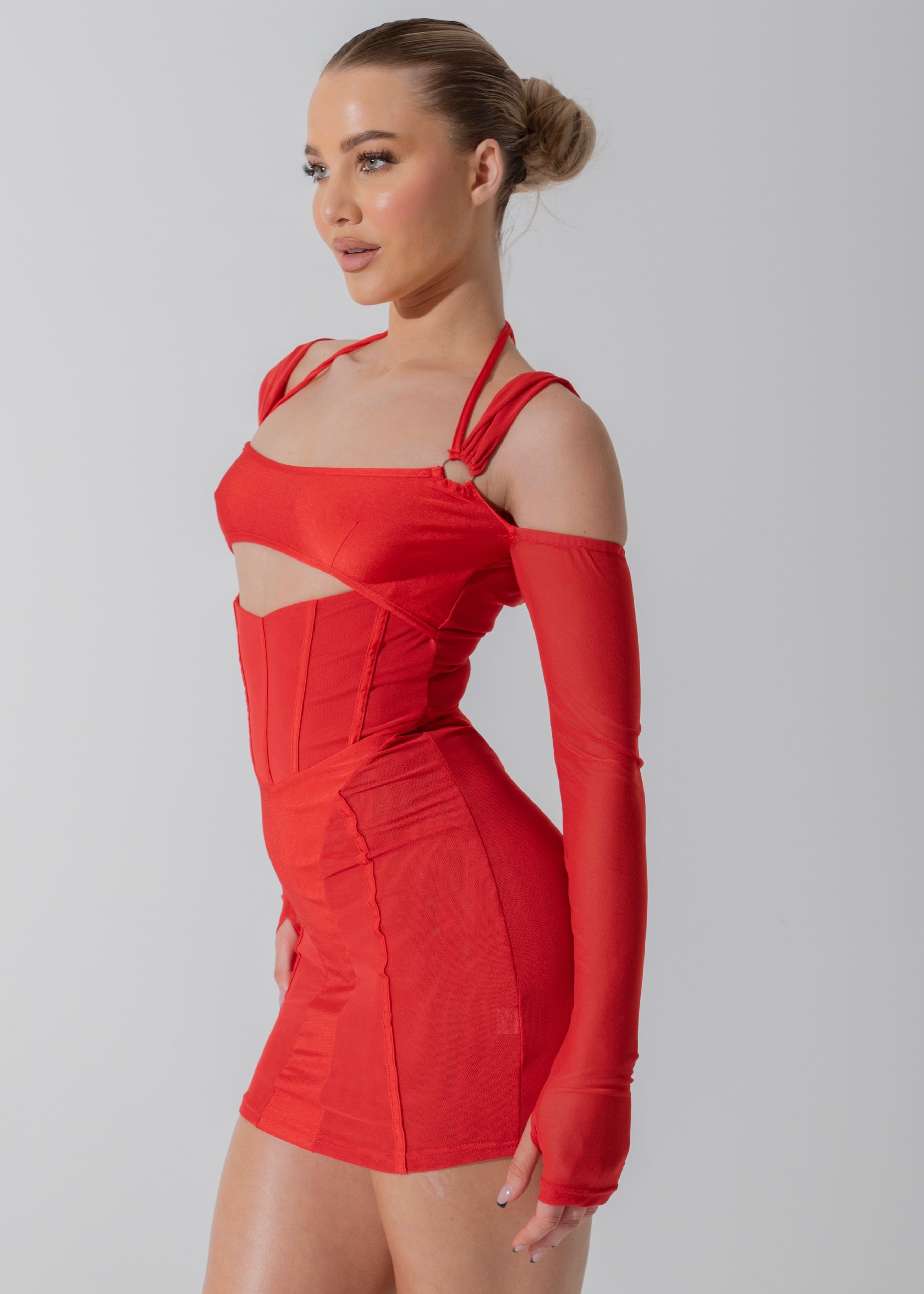 AILSA - Red Mesh Mini Dress