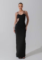 SHEA - Black Midi Dress Lace Up