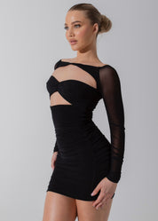 SINEAD - Black Twist Front Mini Dress