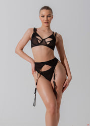ORIANA - Black Mesh Lingerie 3 Piece