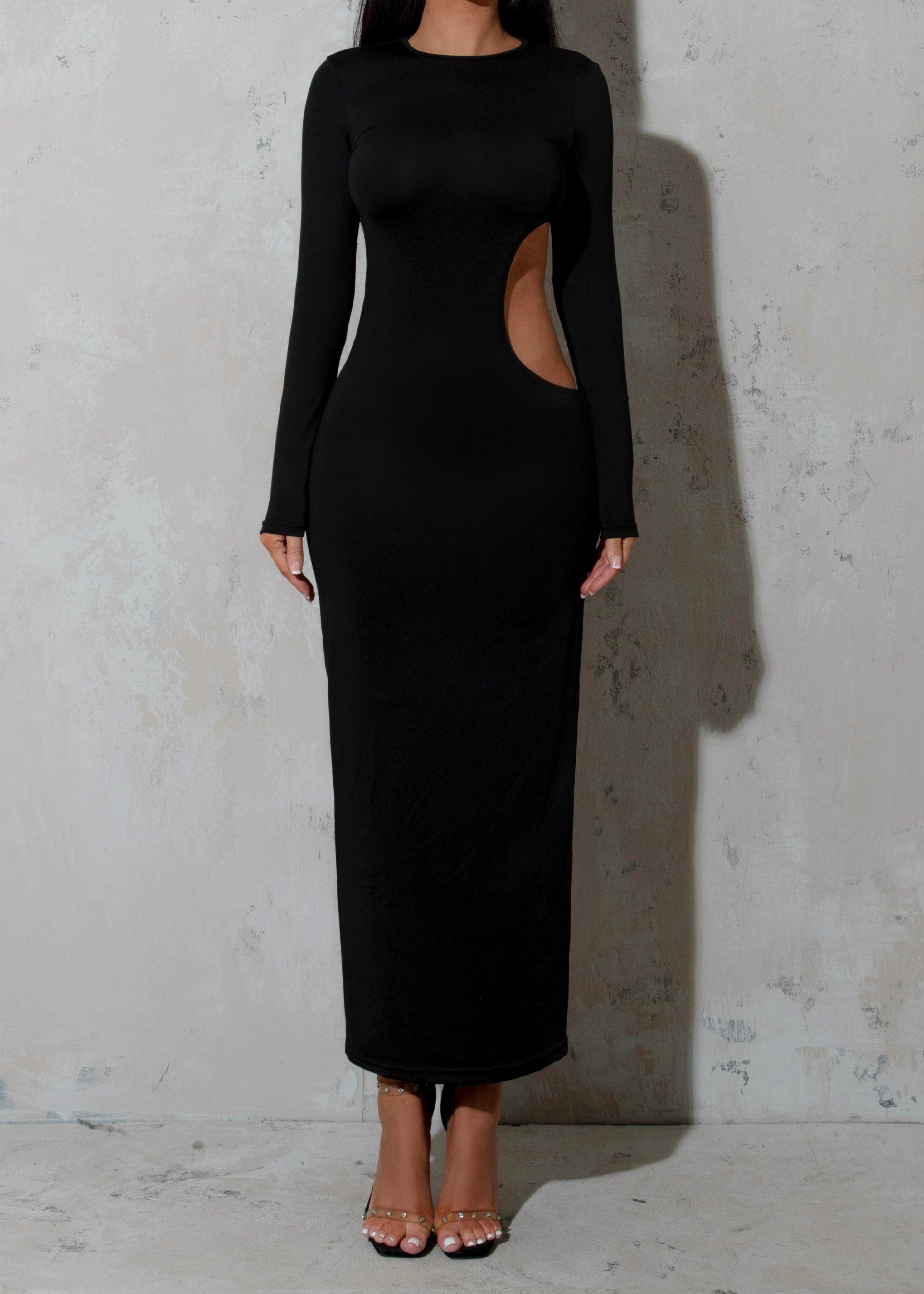 REA - Black Cut Out Maxi Dress
