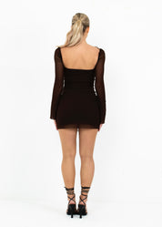 CATERINA - Brown Bodycon Mini Dress