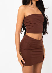 KAIRA - Brown Crop Top & Mini Skirt - SALE