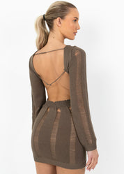 AIDA - Brown Bodycon Mini Dress - SALE