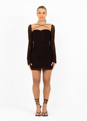 CATERINA - Brown Bodycon Mini Dress