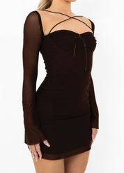 CATERINA - Brown Bodycon Mini Dress