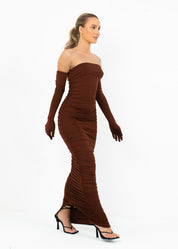 CAMERON - Brown Bandeau Maxi Dress