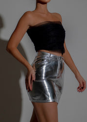 KIRSTEN - Silver Metallic Skirt