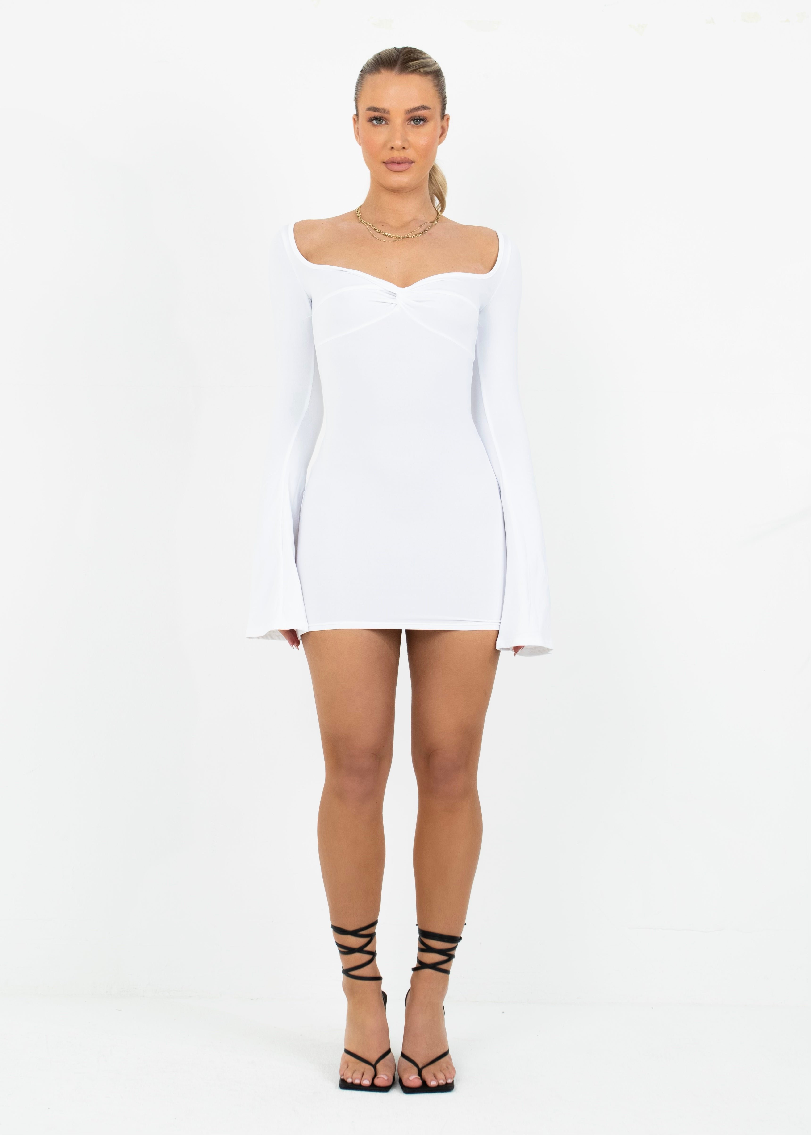 SAVANNAH - White Knot Mini Dress