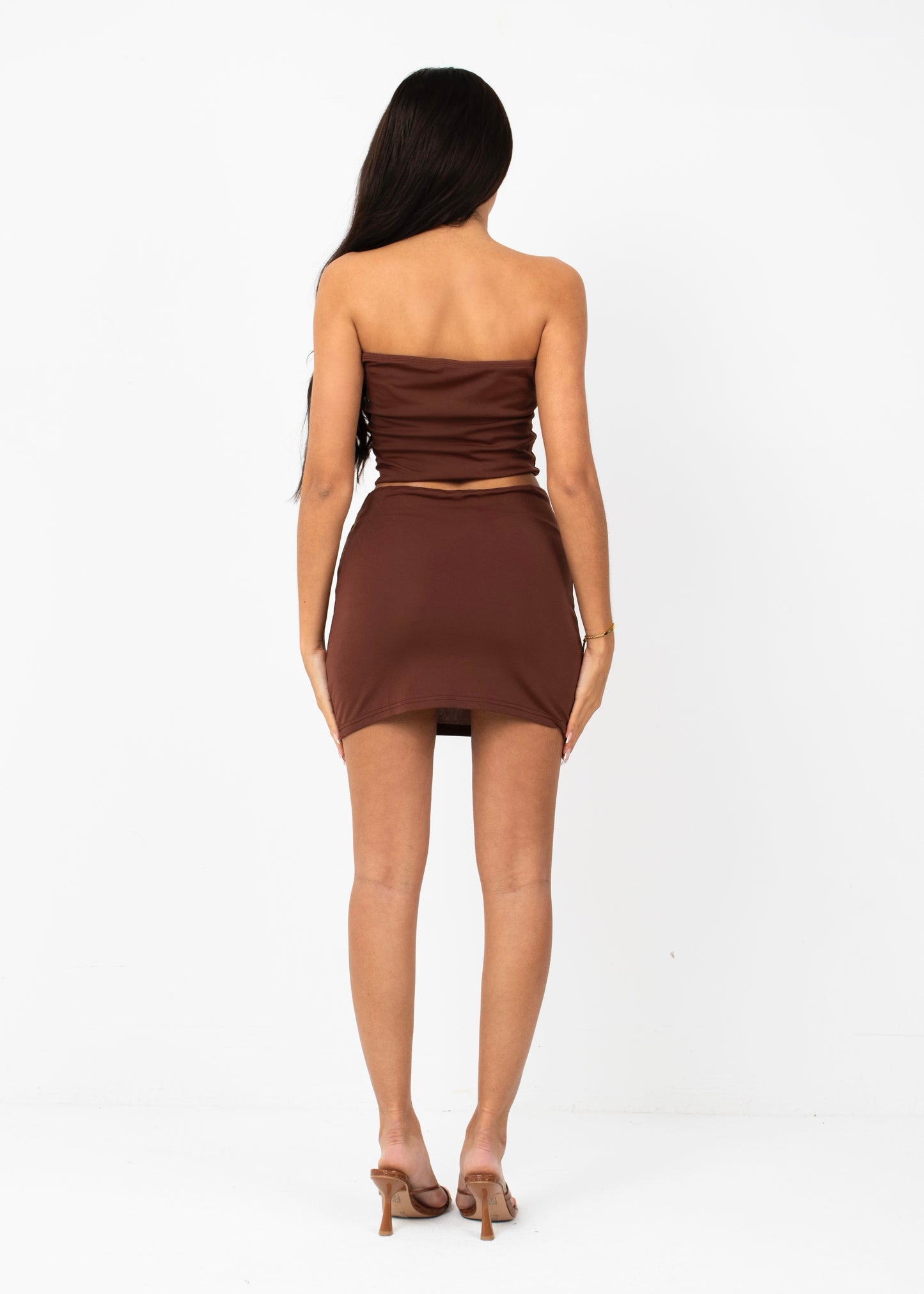 KAIRA - Brown Crop Top & Mini Skirt