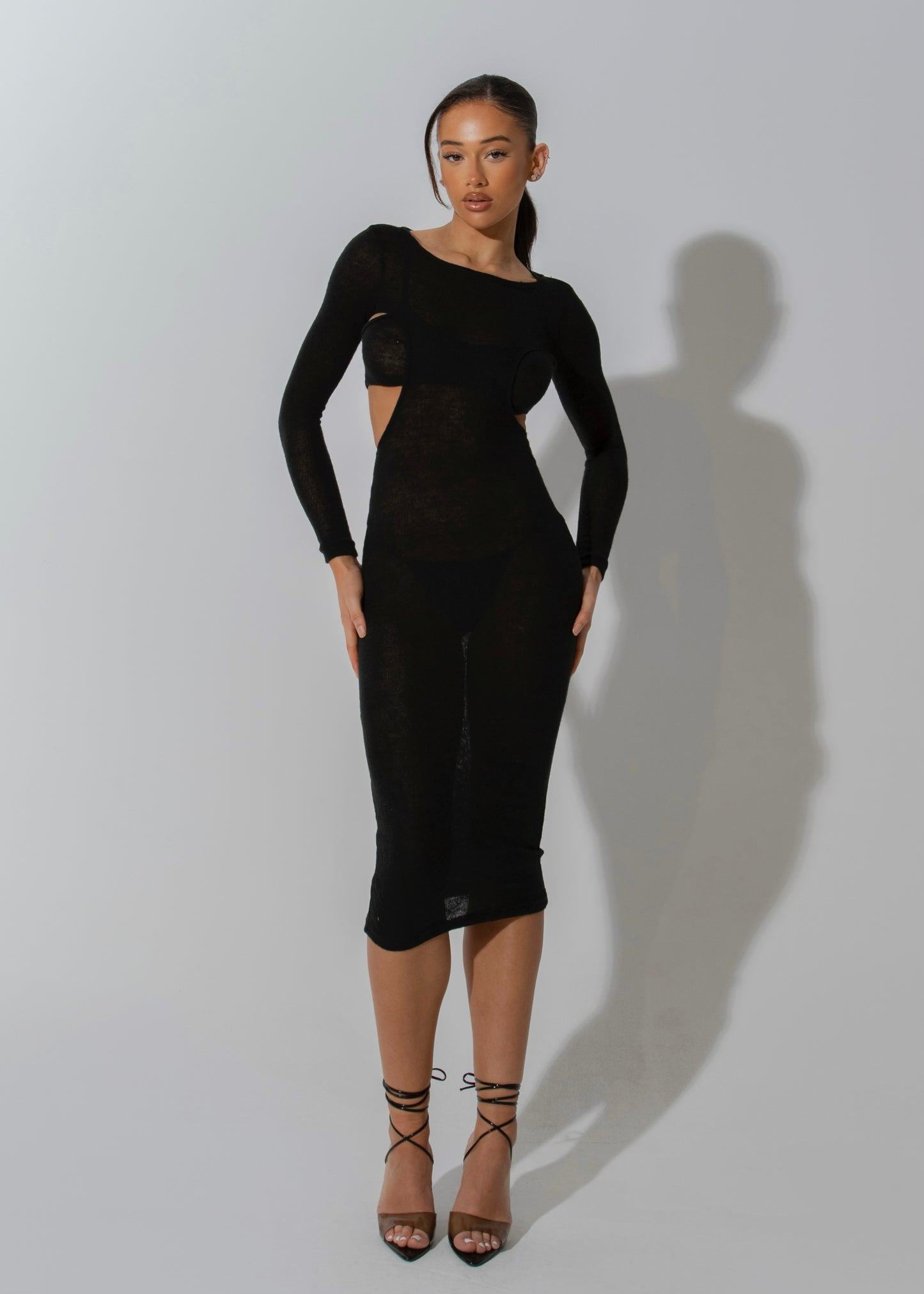 OCTAVIA - Black Knit Midi Dress