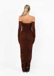 CAMERON - Brown Bandeau Maxi Dress