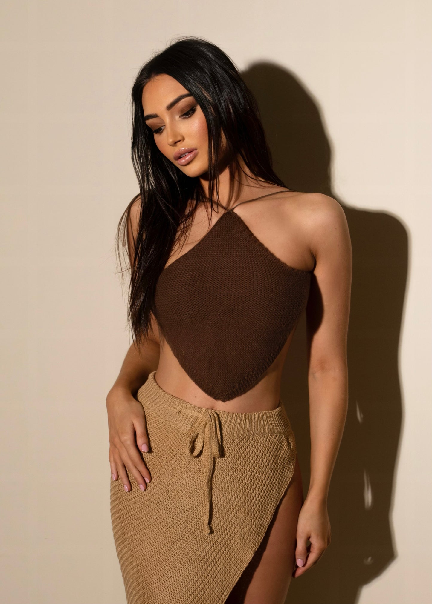 SAVAN - Brown Crochet Crop Top