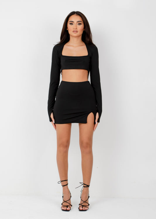 MIA - Black Crop Top & Mini Skirt