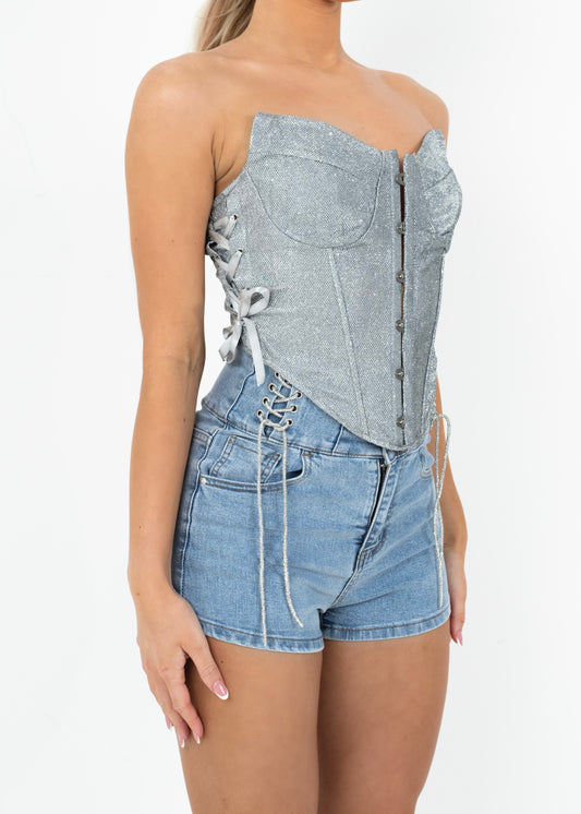 LILI - Silver Glitter Corset