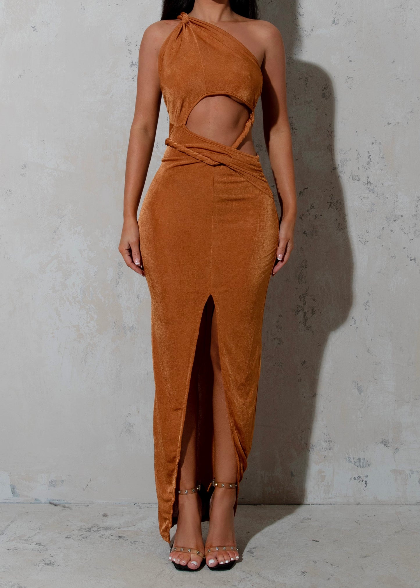 NIA - Burnt Orange Maxi Dress Shimmer
