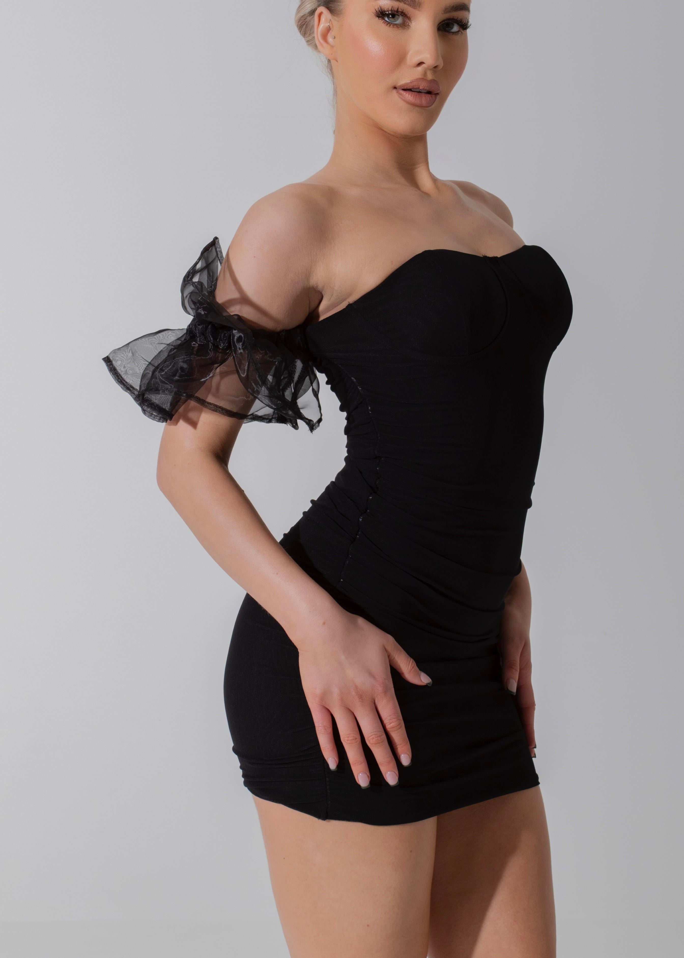 MONROE - Black Mesh Mini Dress