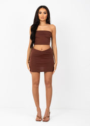 KAIRA - Brown Crop Top & Mini Skirt - SALE
