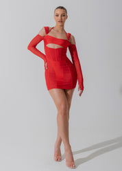AILSA - Red Mesh Mini Dress