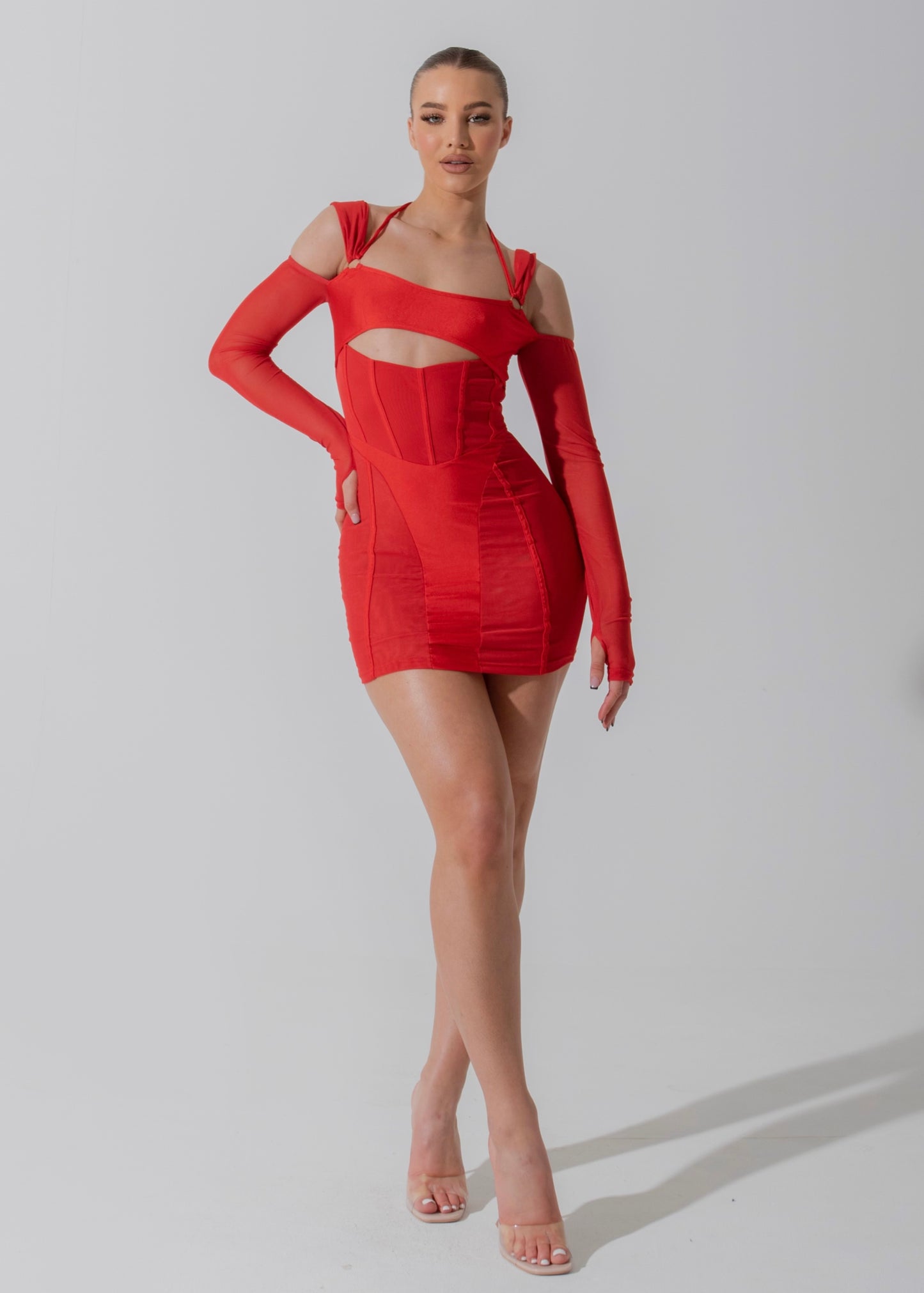 AILSA - Red Mesh Mini Dress
