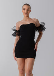 MONROE - Black Mesh Mini Dress