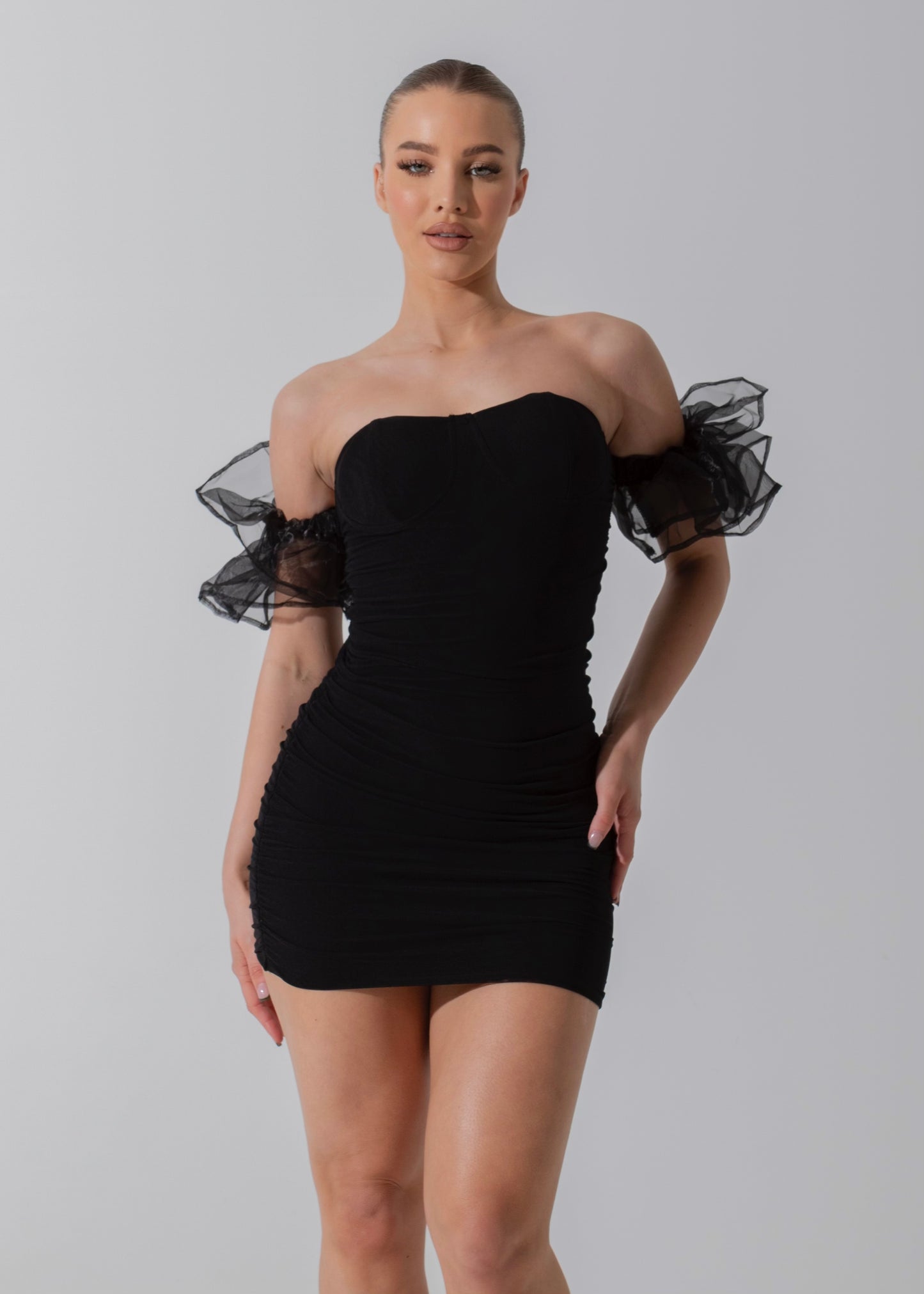 MONROE - Black Mesh Mini Dress